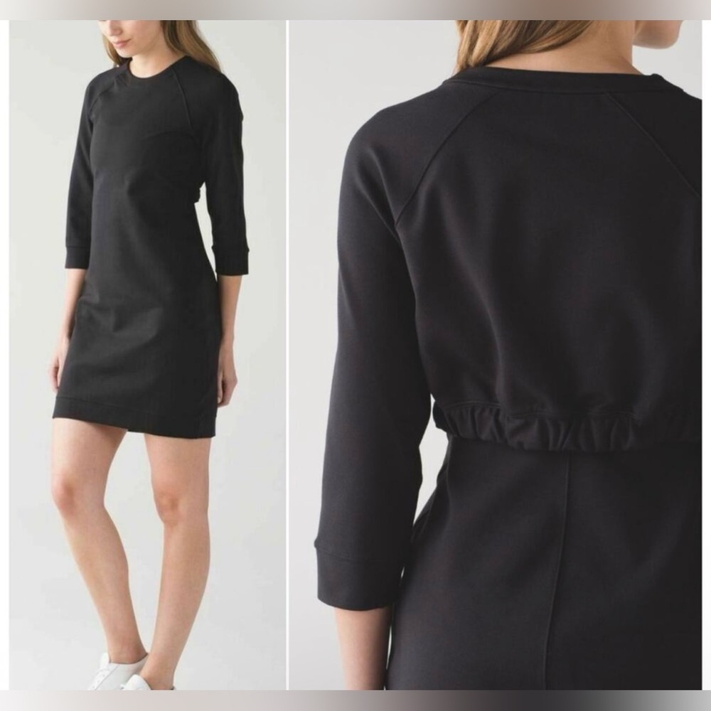 Lululemon Black Rite Time Dress 3/4 Sleeve Mini Dress